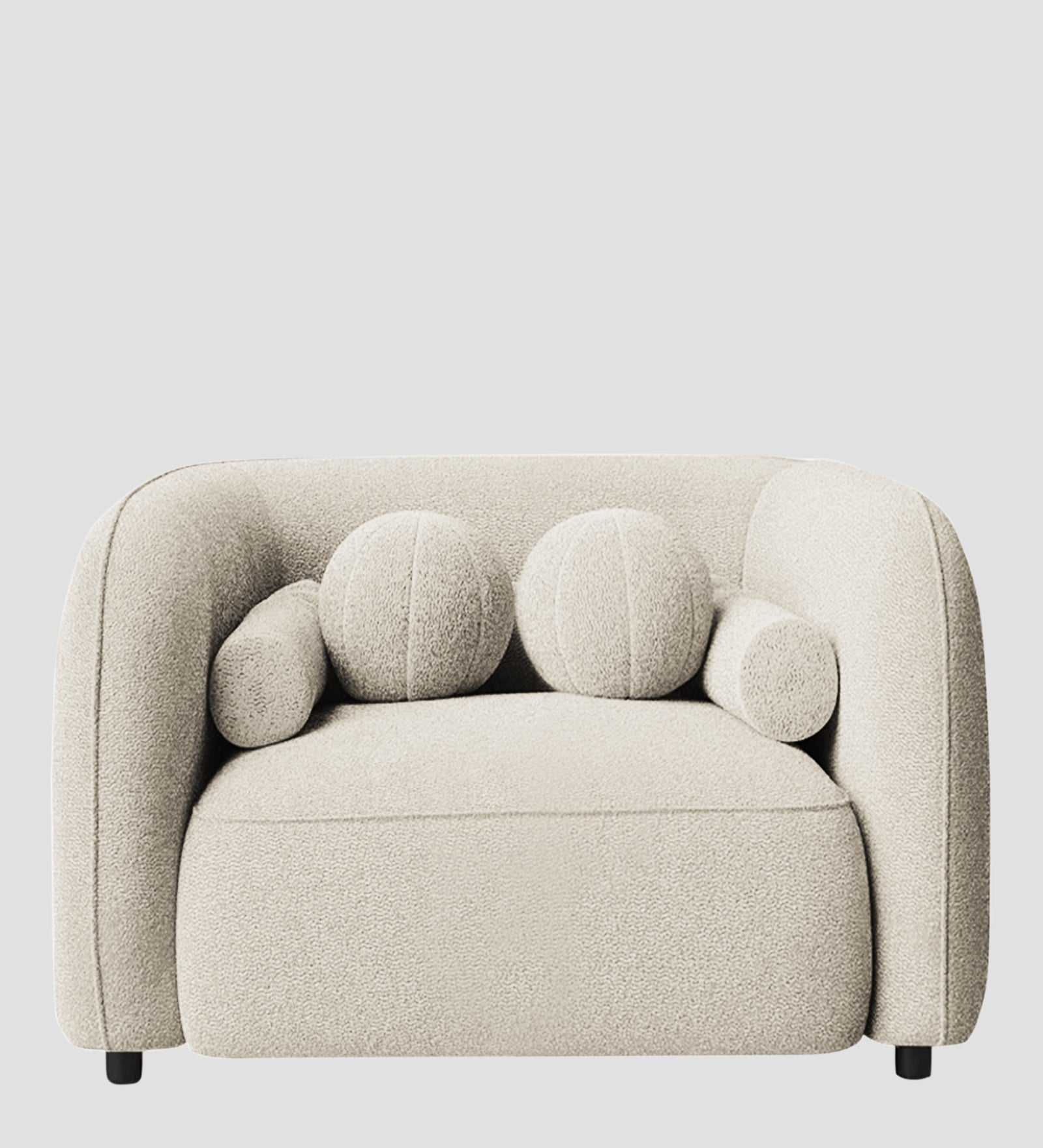 Corny Boucle Fabric 1 Seater Sofa In Shell White Colour - Febonic Living