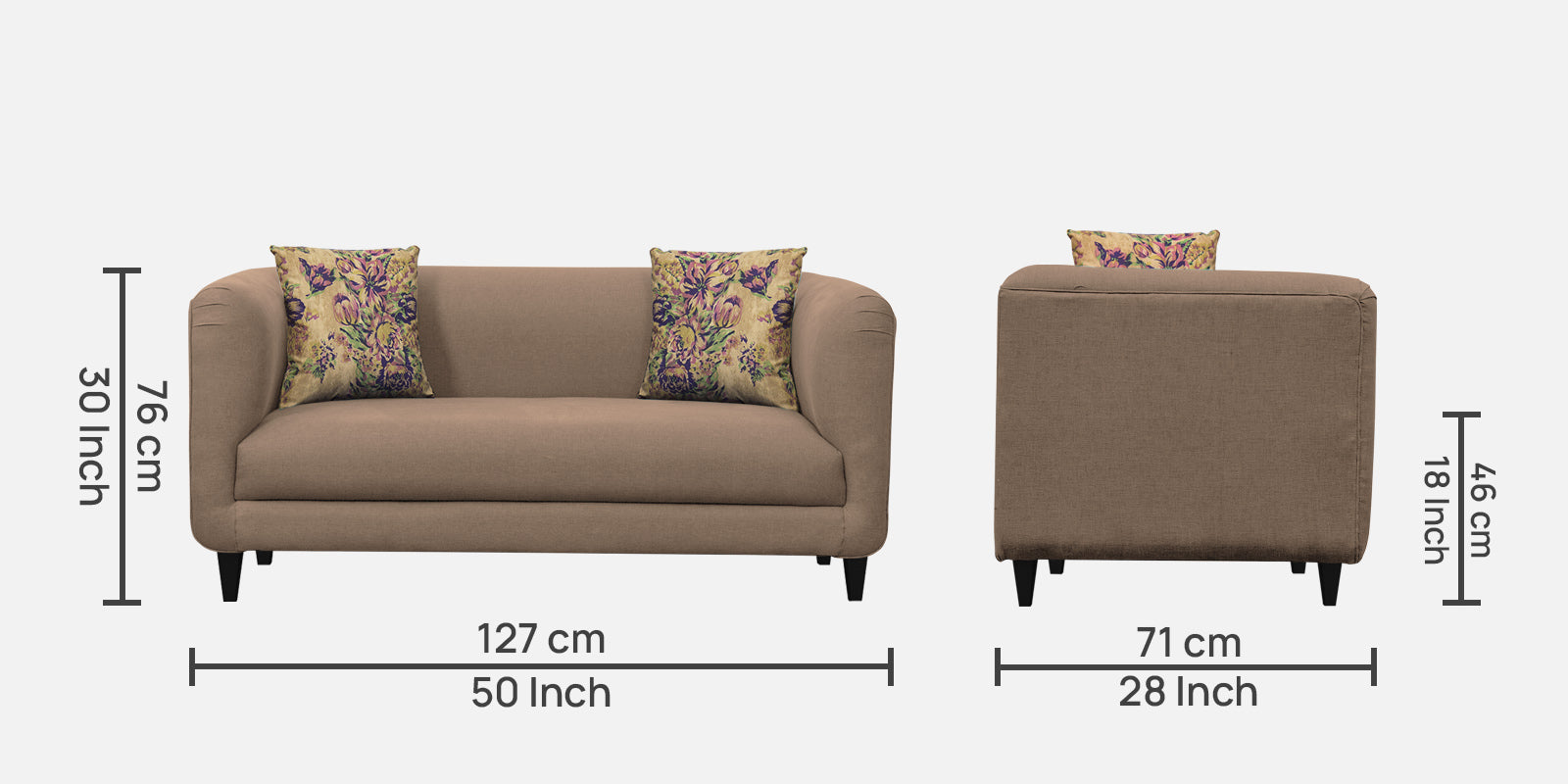 Niki Fabric 2 Seater Sofa In Cookie Beige Colour - Febonic Living