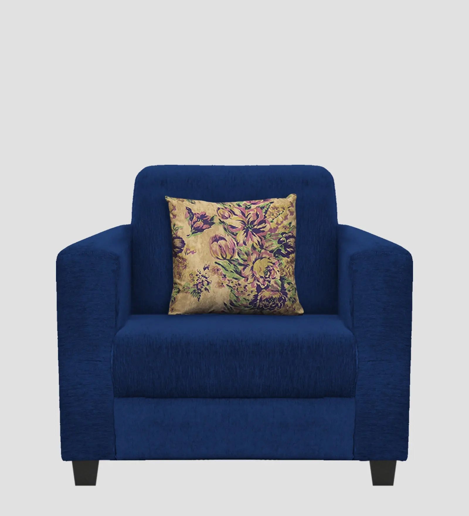 Lipu Fabric 1 Seater Sofa In Royal Blue Colour Febonic Living