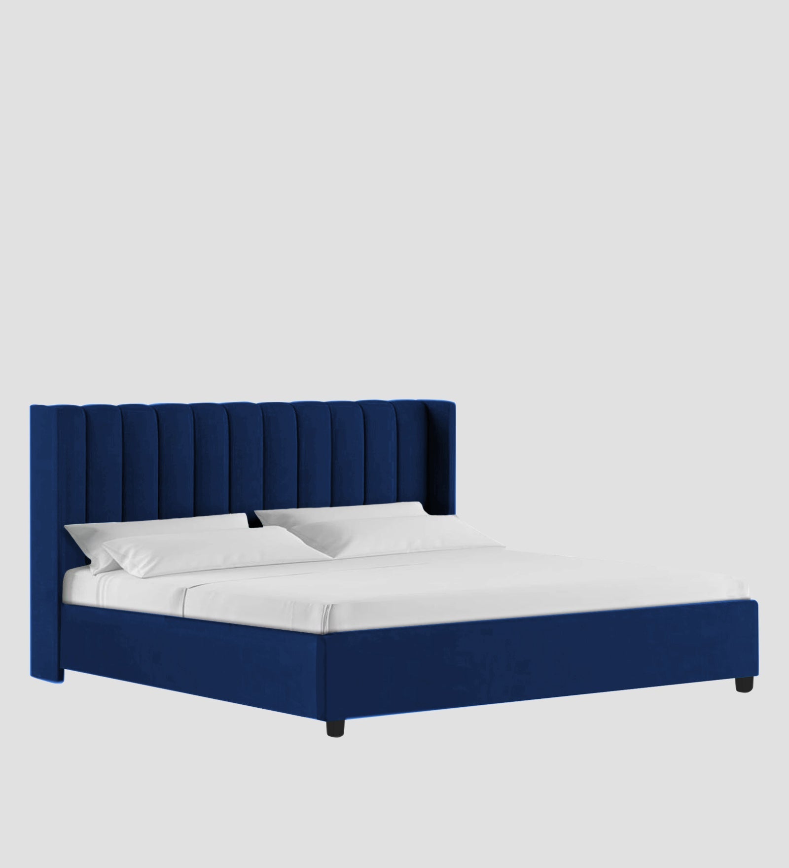 Colina Fabric Queen Size Bed In Royal Blue Colour With Box Storage - Febonic Living