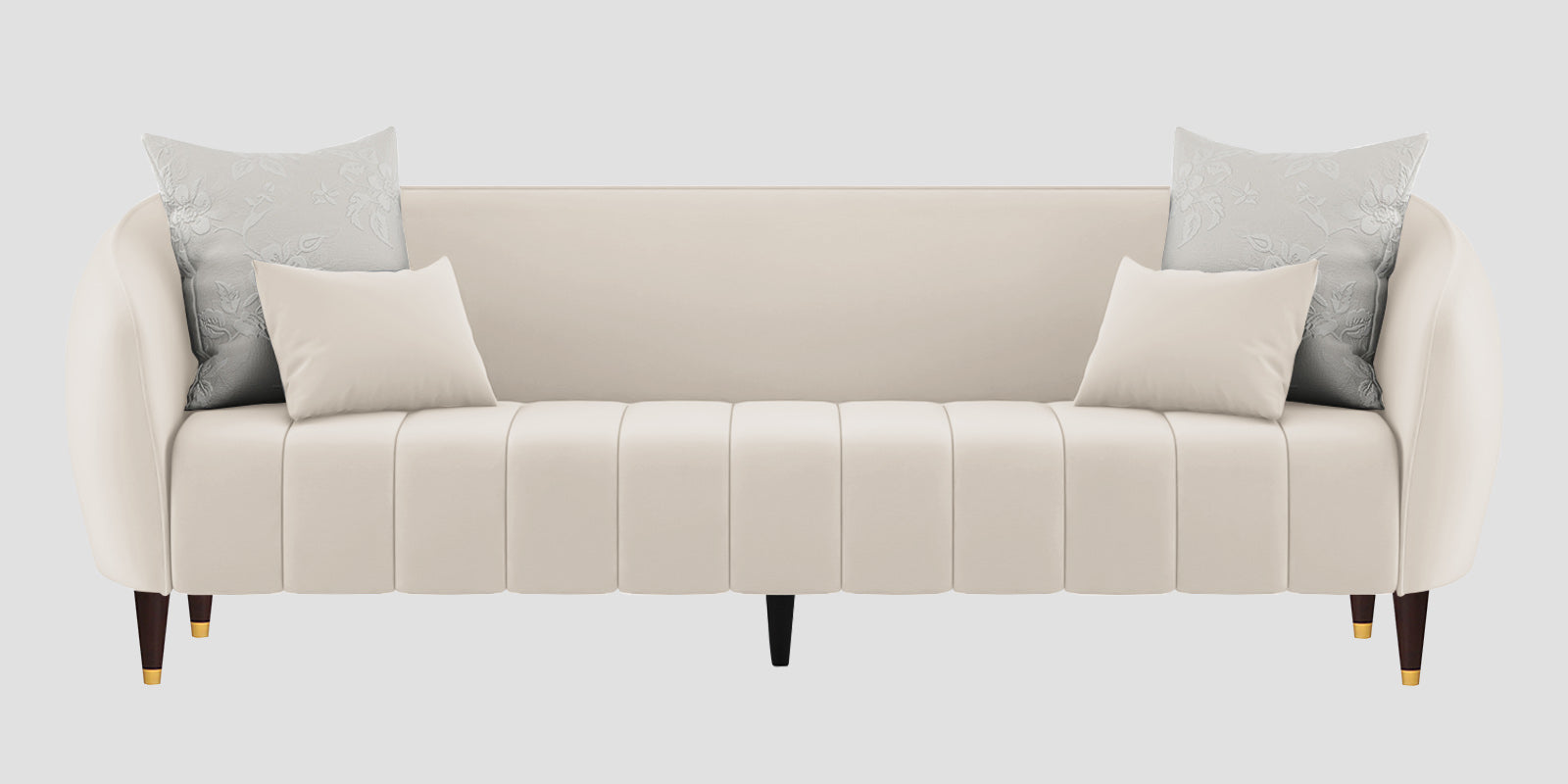 Hairo Velvet 3 Seater Sofa In Camel Beige Colour - Febonic Living