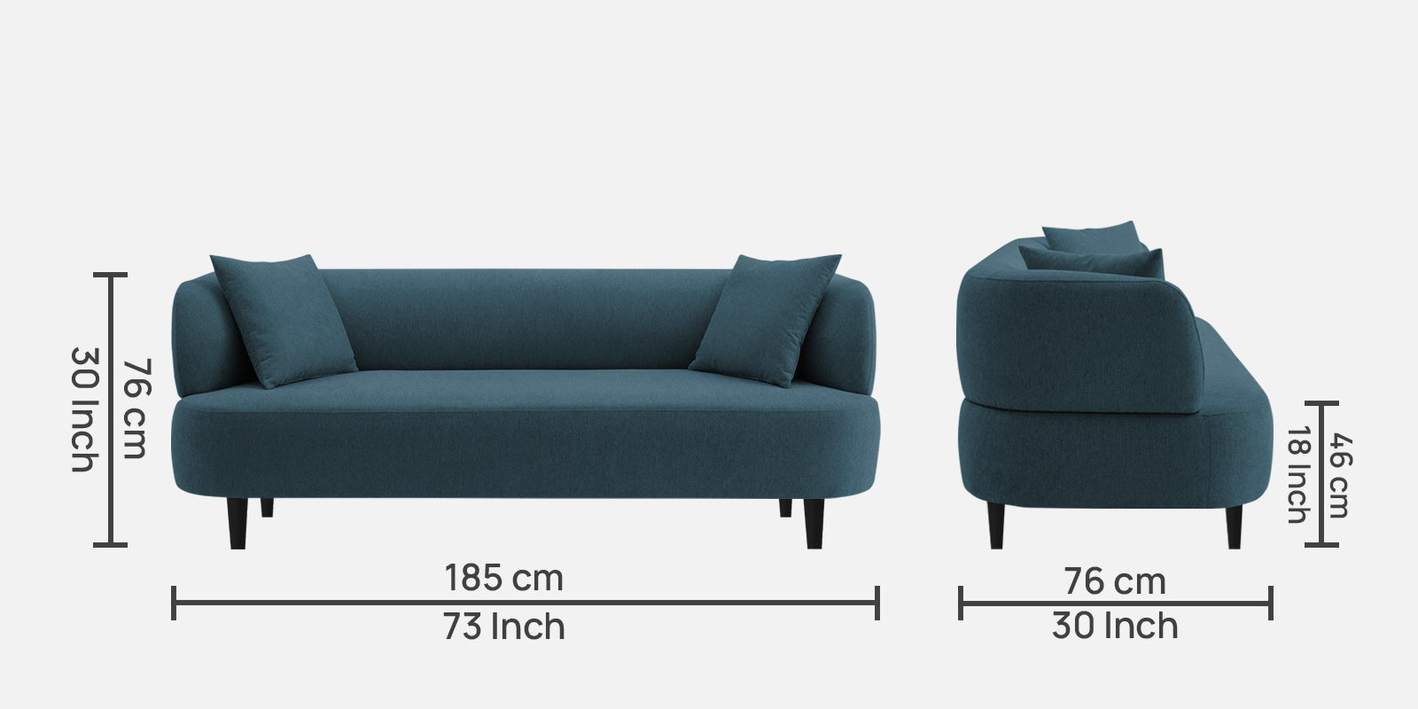 Carson Fabric 3 Seater Sofa In Harbour Blue Colour - Febonic Living