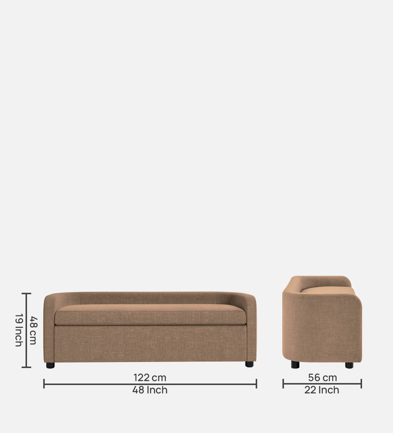 Cooper Fabric Storage Bench In Cosmic Beige Colour - Febonic Living
