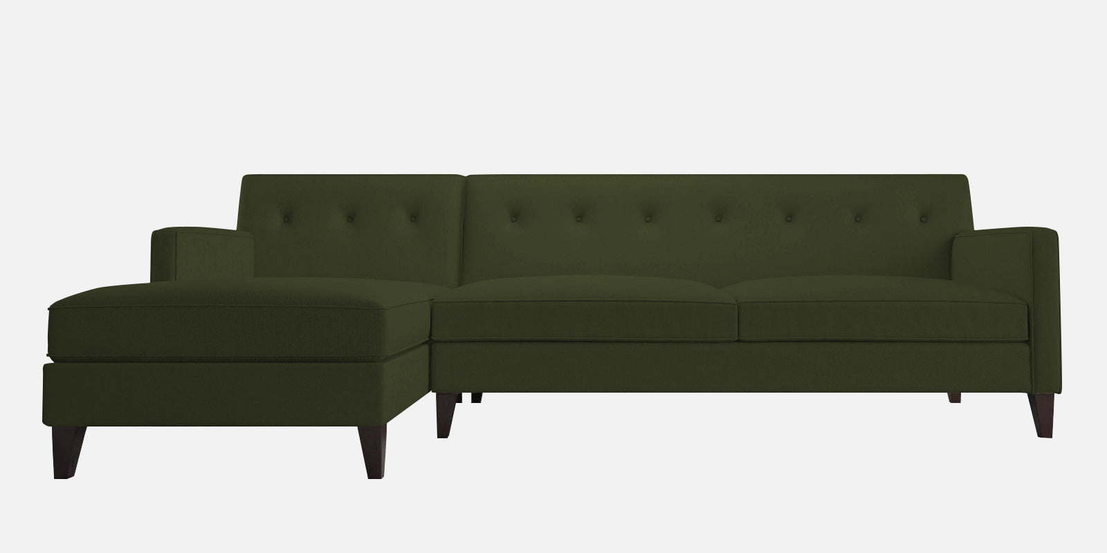Miller Fabric RHS Sectional Sofa (3+Lounger) In Olive Green Colour - Febonic Living