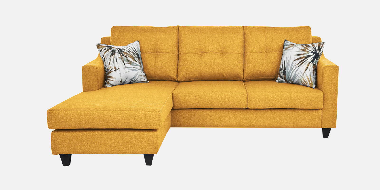 Welly Fabric RHS Sectional Sofa (2+Lounger) In Bold Yellow Colour - Febonic Living