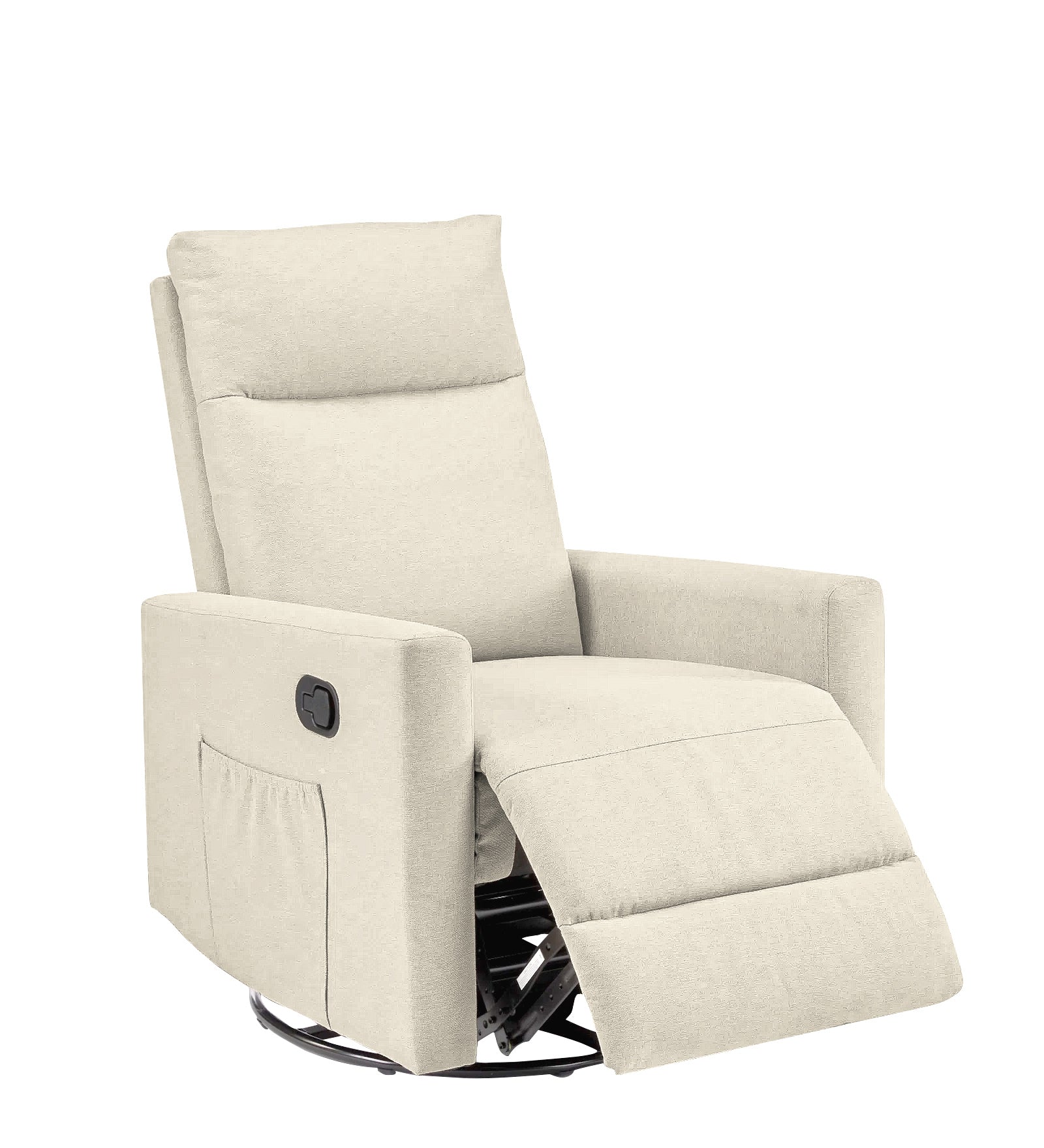 Zura Fabric 1 Seater Rotating Motorized Recliner In Ivory Cream Colour - Febonic Living