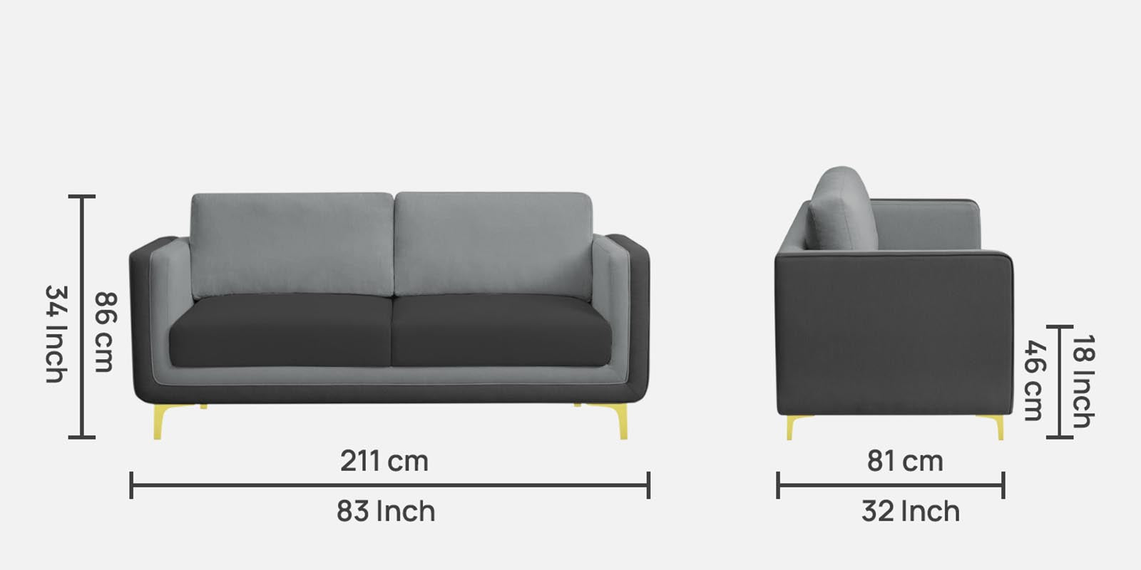 Visky Velvet 3 Seater Sofa in Pearl Grey-Hory Grey Colour