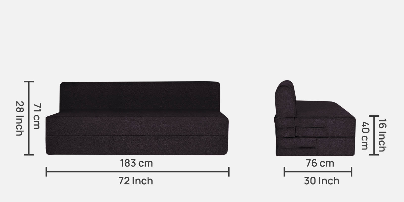 Fleepy Fabric 3 Seater Futon Sofa Cum Bed in Cara Brown Colour