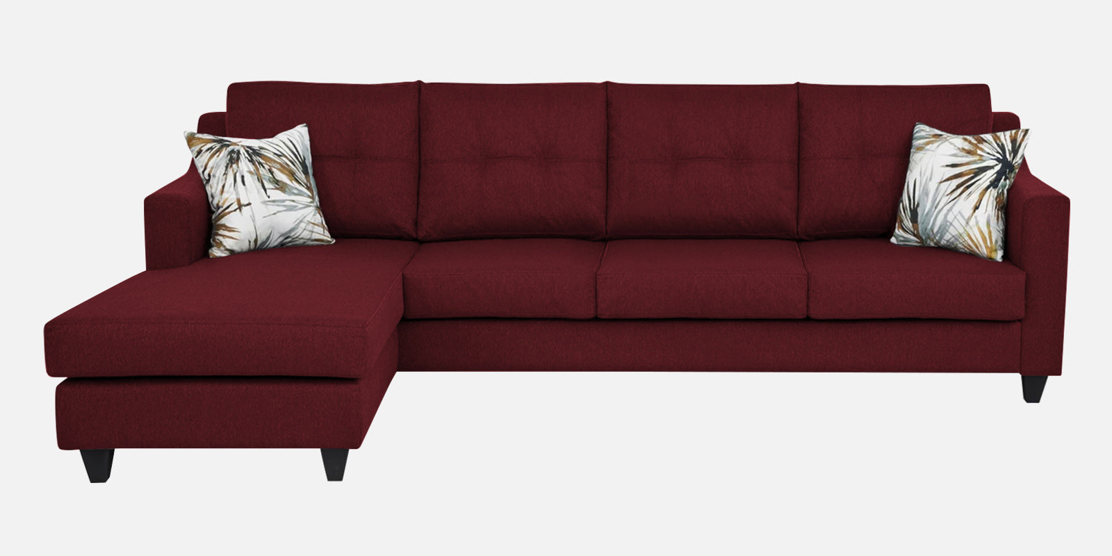 Welly Fabric RHS Sectional Sofa (3+Lounger) In Blood Maroon Colour - Febonic Living