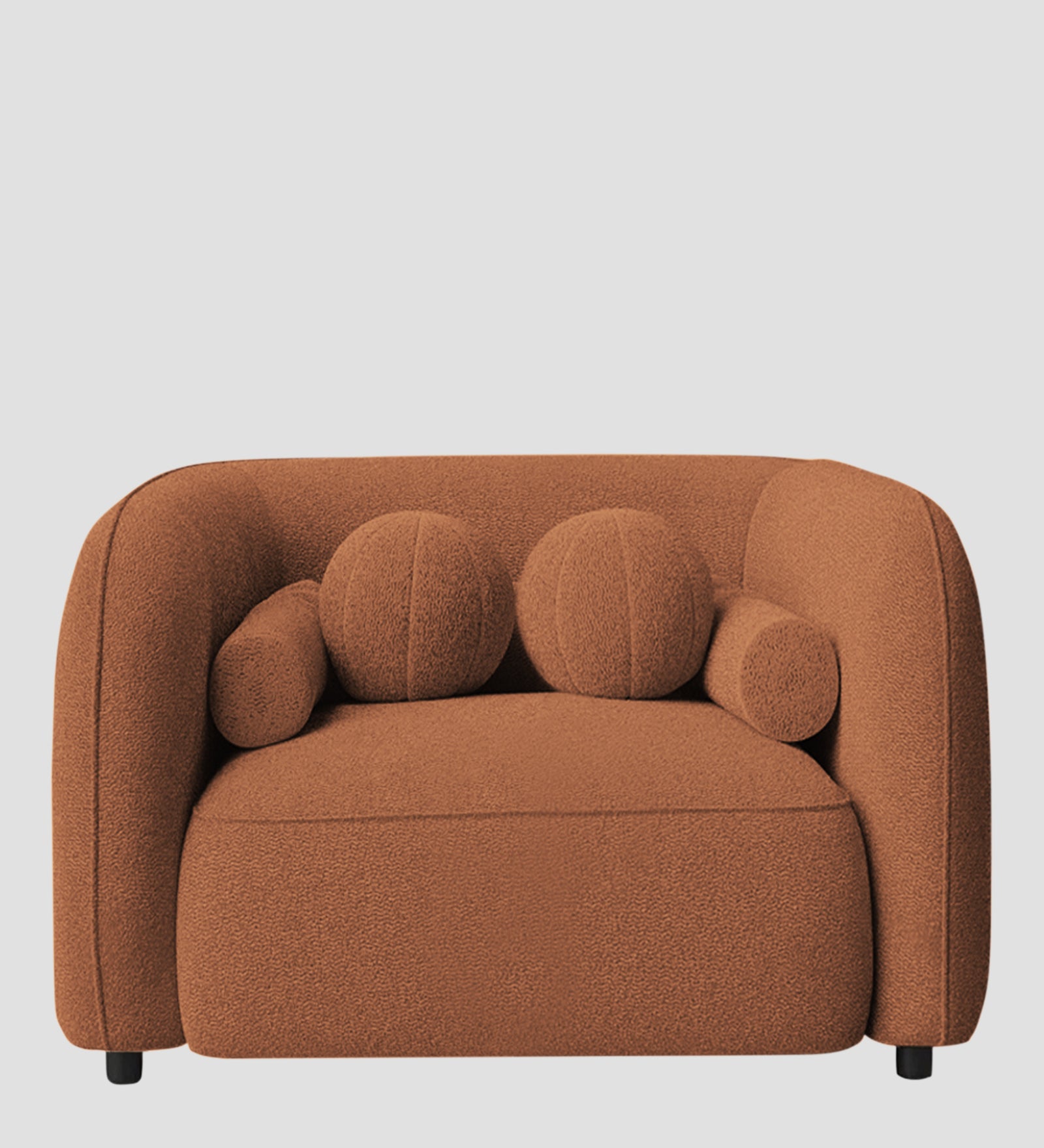 Corny Boucle Fabric 1 Seater Sofa In Light Orange Colour - Febonic Living