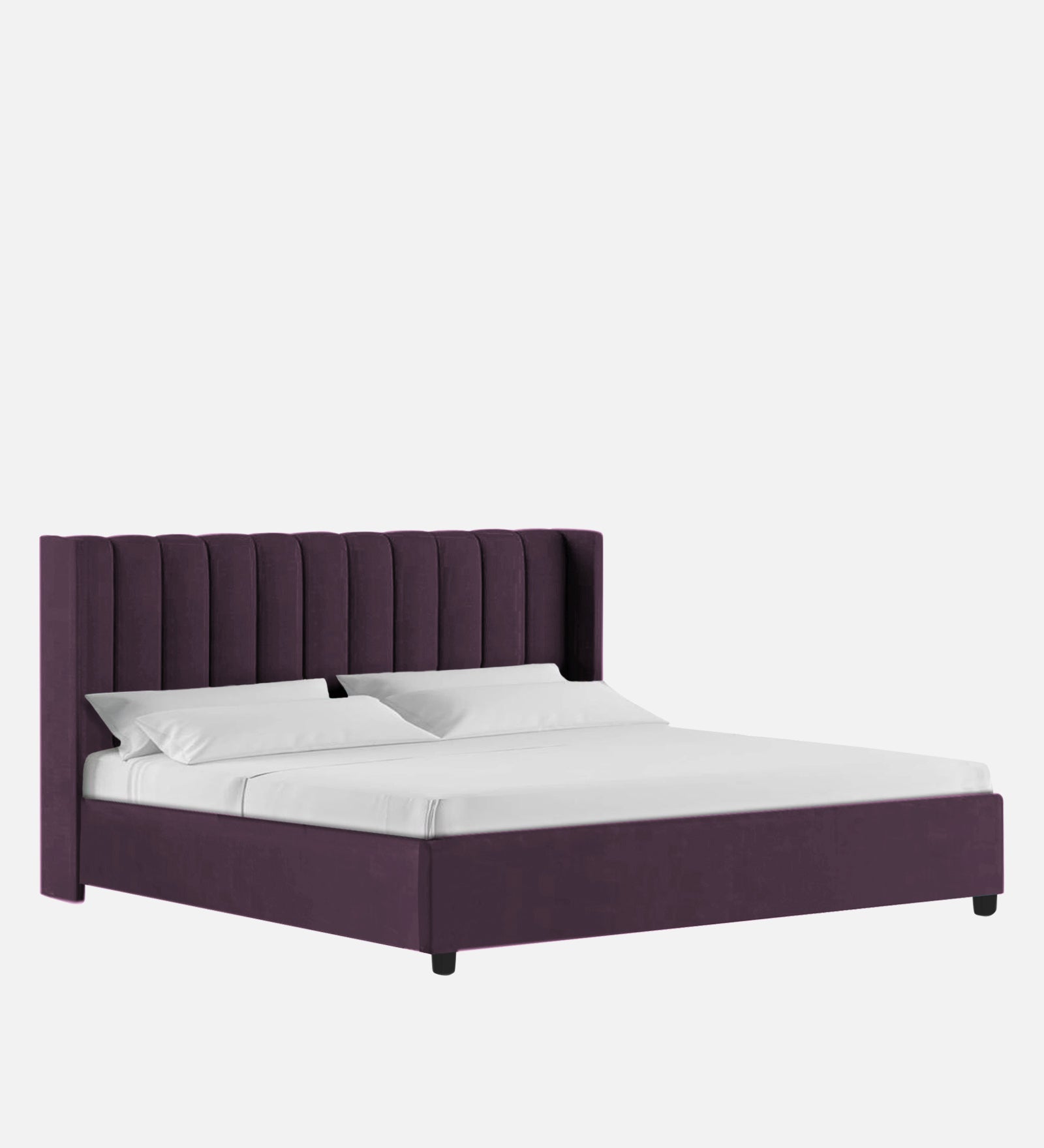 Colina Fabric Queen Size Bed In Greek Purple Colour With Box Storage - Febonic Living