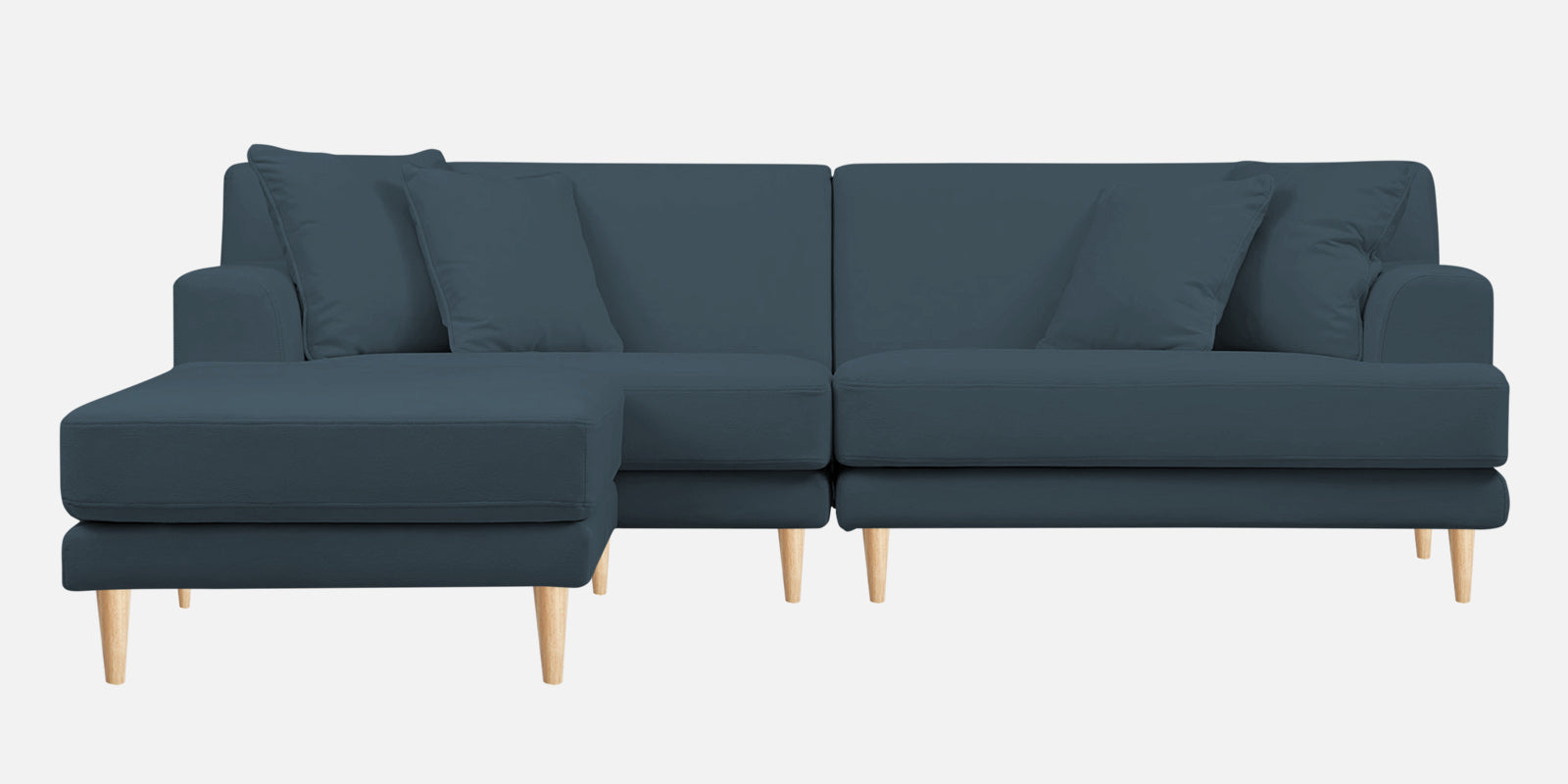 Woody Fabric RHS Sectional Sofa (3+Lounger) In Cobalt Blue Colour - Febonic Living