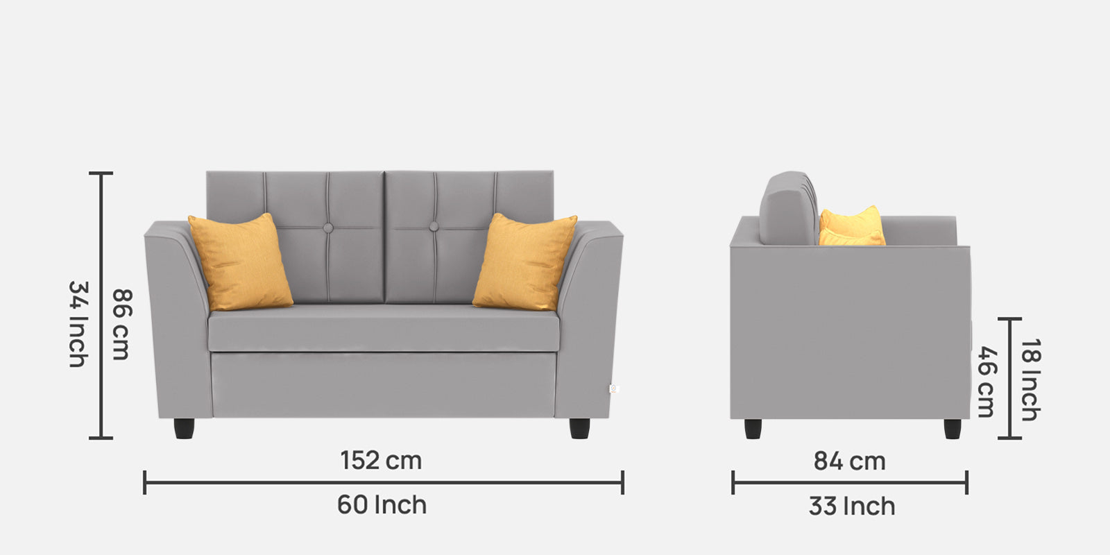 Nestin Velvet 2 Seater Sofa In Concrete Grey Colour - Febonic Living