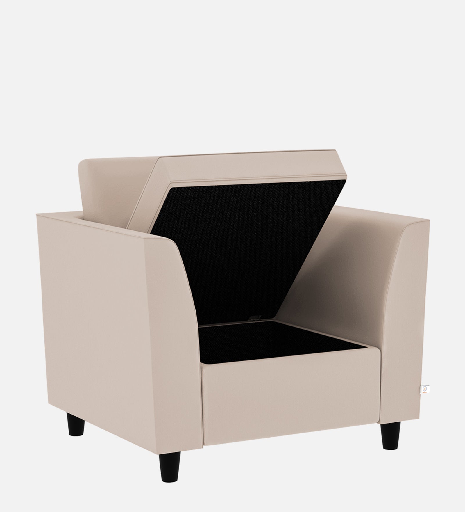 Bristo Velvet 1 Seater Sofa In Camel Beige Colour With Storage - Febonic Living