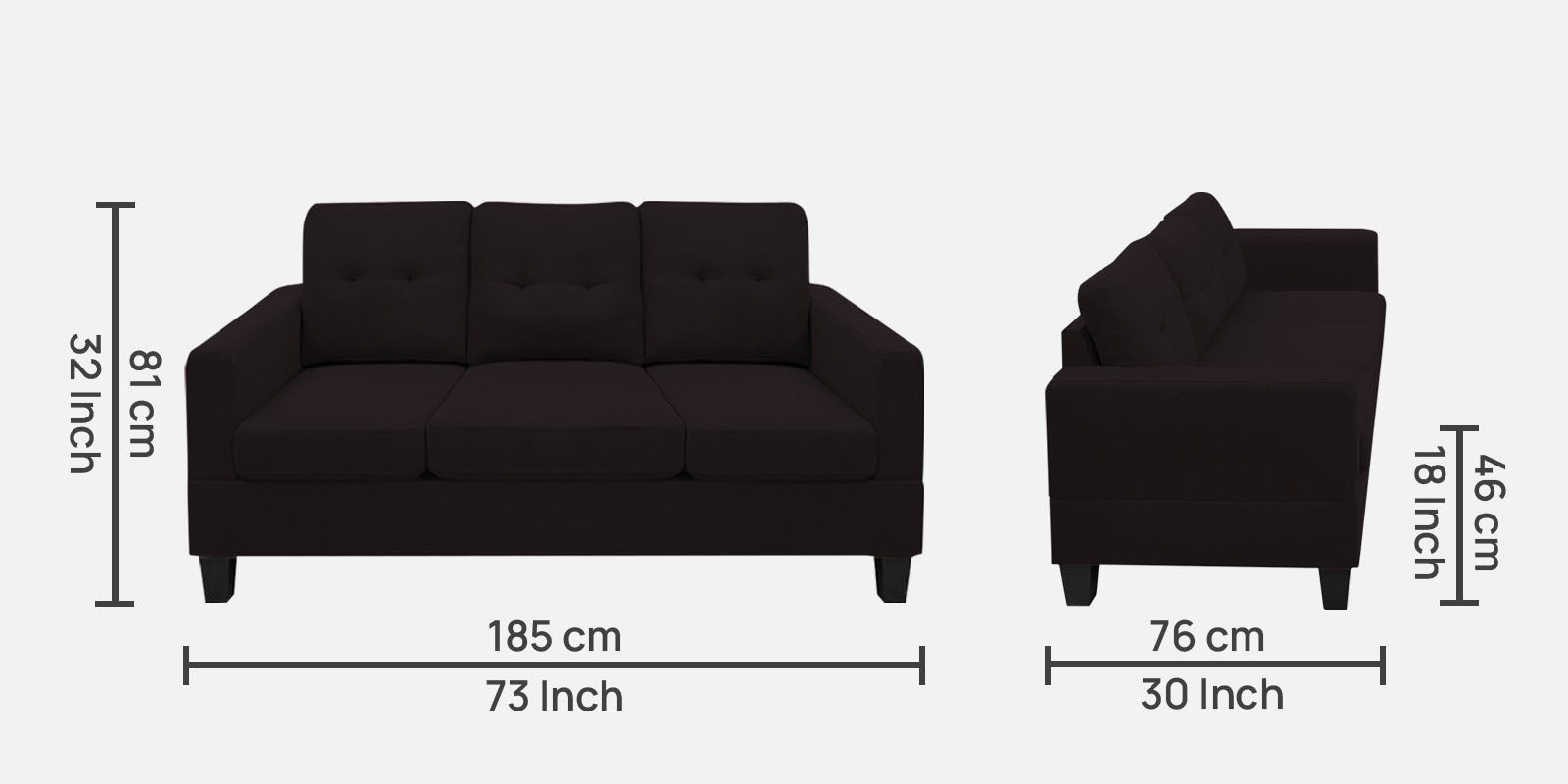 Thomas Fabric 3 Seater Sofa In Cara Brown Colour - Febonic Living