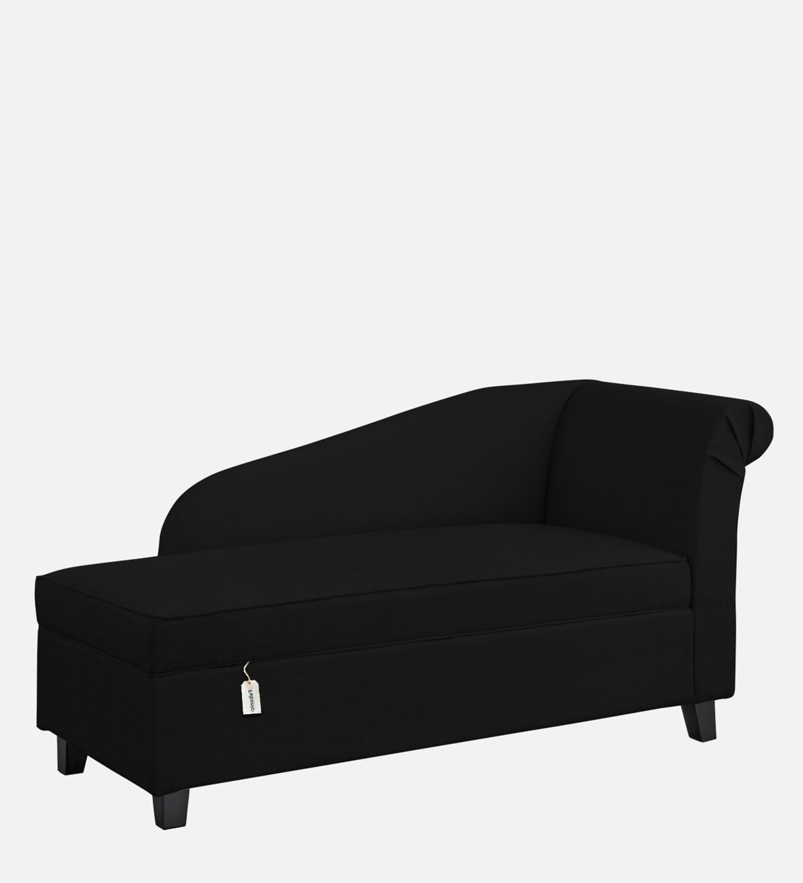 Toppy Fabric LHS Chaise Lounger In Zed Black Colour With Storage - Febonic Living