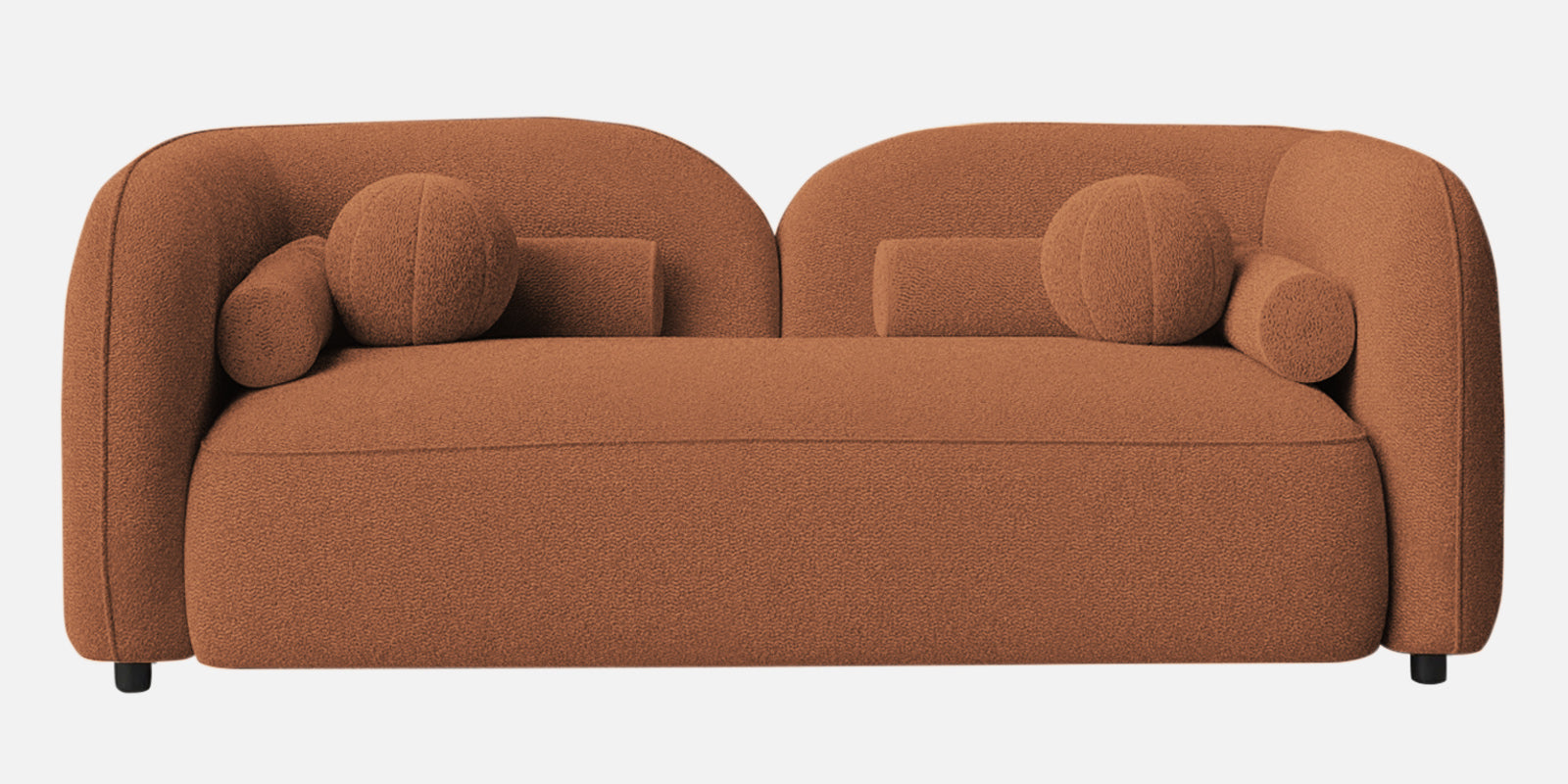 Corny Boucle Fabric 2 Seater Sofa In Light Orange Colour - Febonic Living