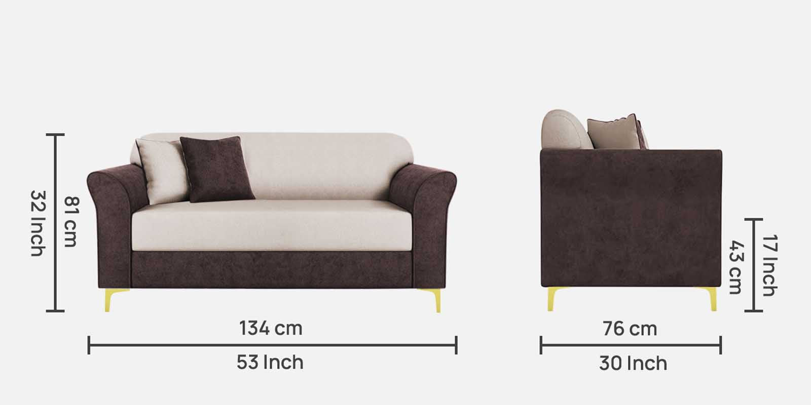Jordan Velvet 2 Seater Sofa In Mocha Brown And Camel Beige Colour - Febonic Living