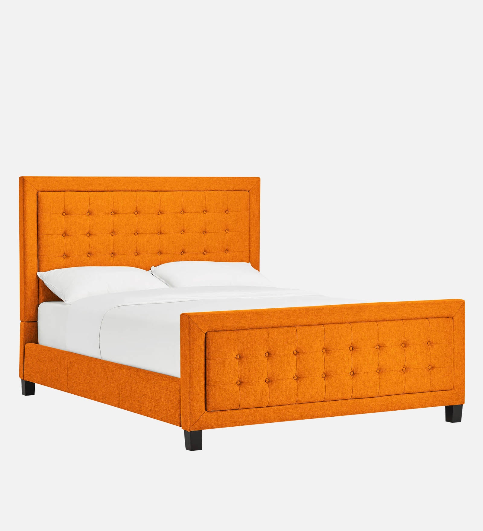 Kaster Fabric Upholstered Queen Size Bed In Vivid Orange Colour - Febonic Living