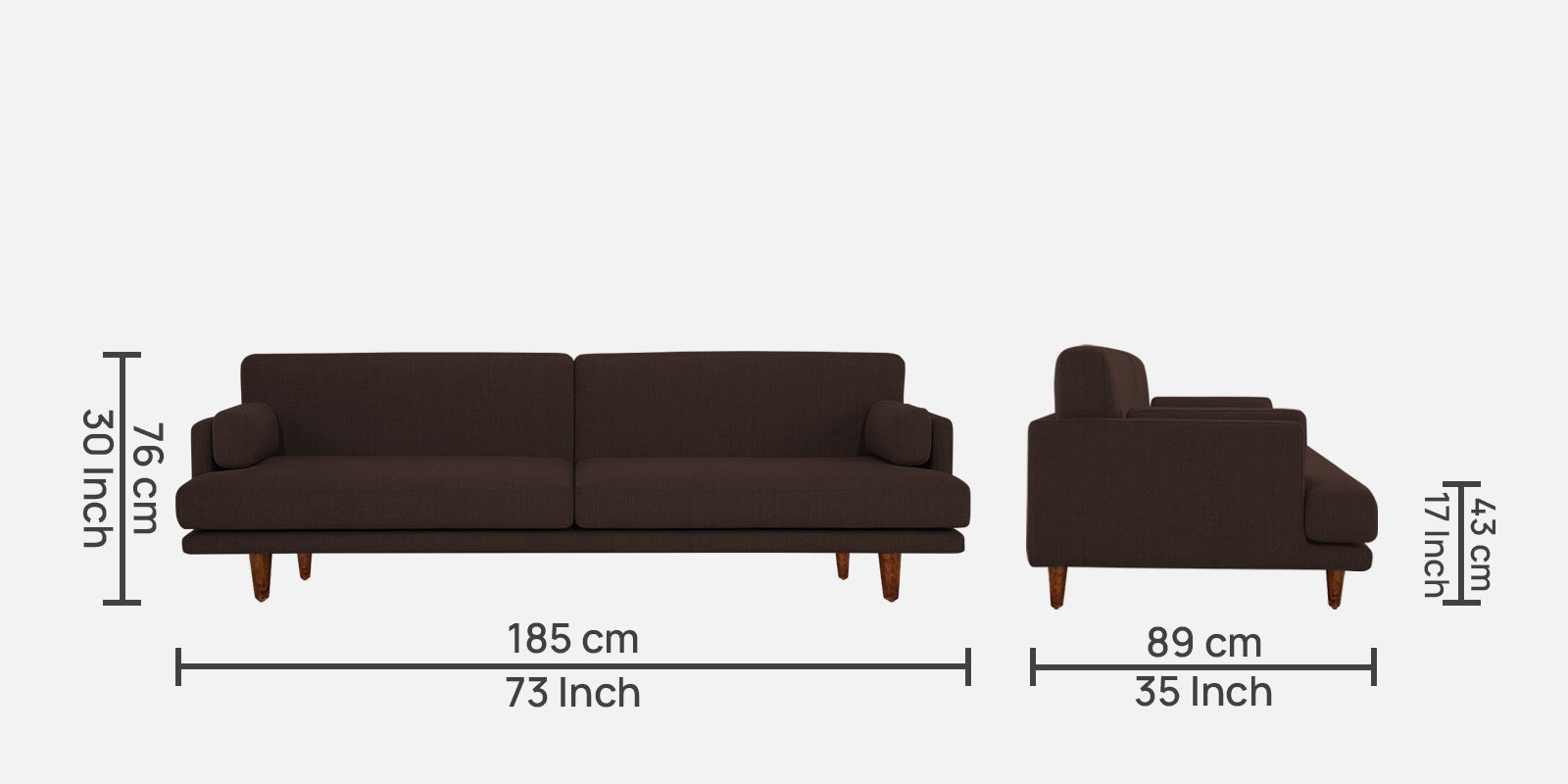 Ricky Fabric 3 Seater Sofa In Coffee Brown Colour - Febonic Living