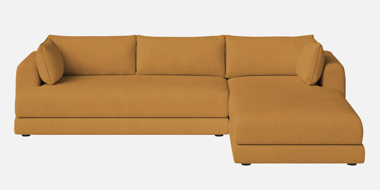 Ziggy Fabric LHS Sectional Sofa (3+Lounger) In Corn Yellow Colour - Febonic Living