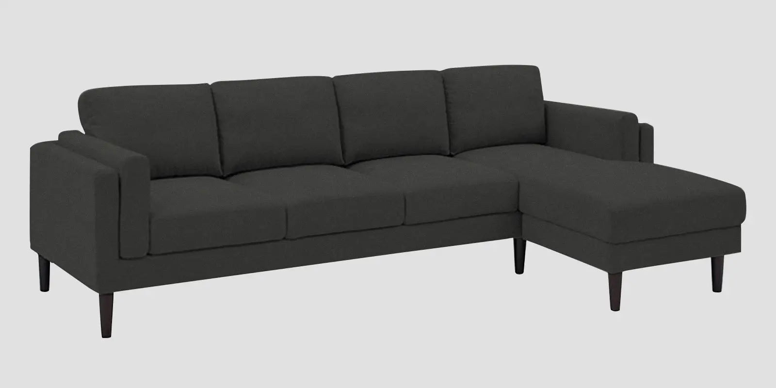 Creata Fabric LHS Sectional Sofa (3+Lounger) In Charcoal Grey Colour Febonic Living