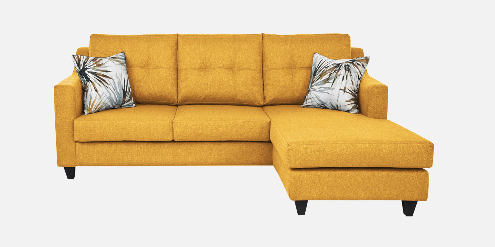 Welly Fabric LHS Sectional Sofa (2+Lounger) In Bold Yellow Colour - Febonic Living