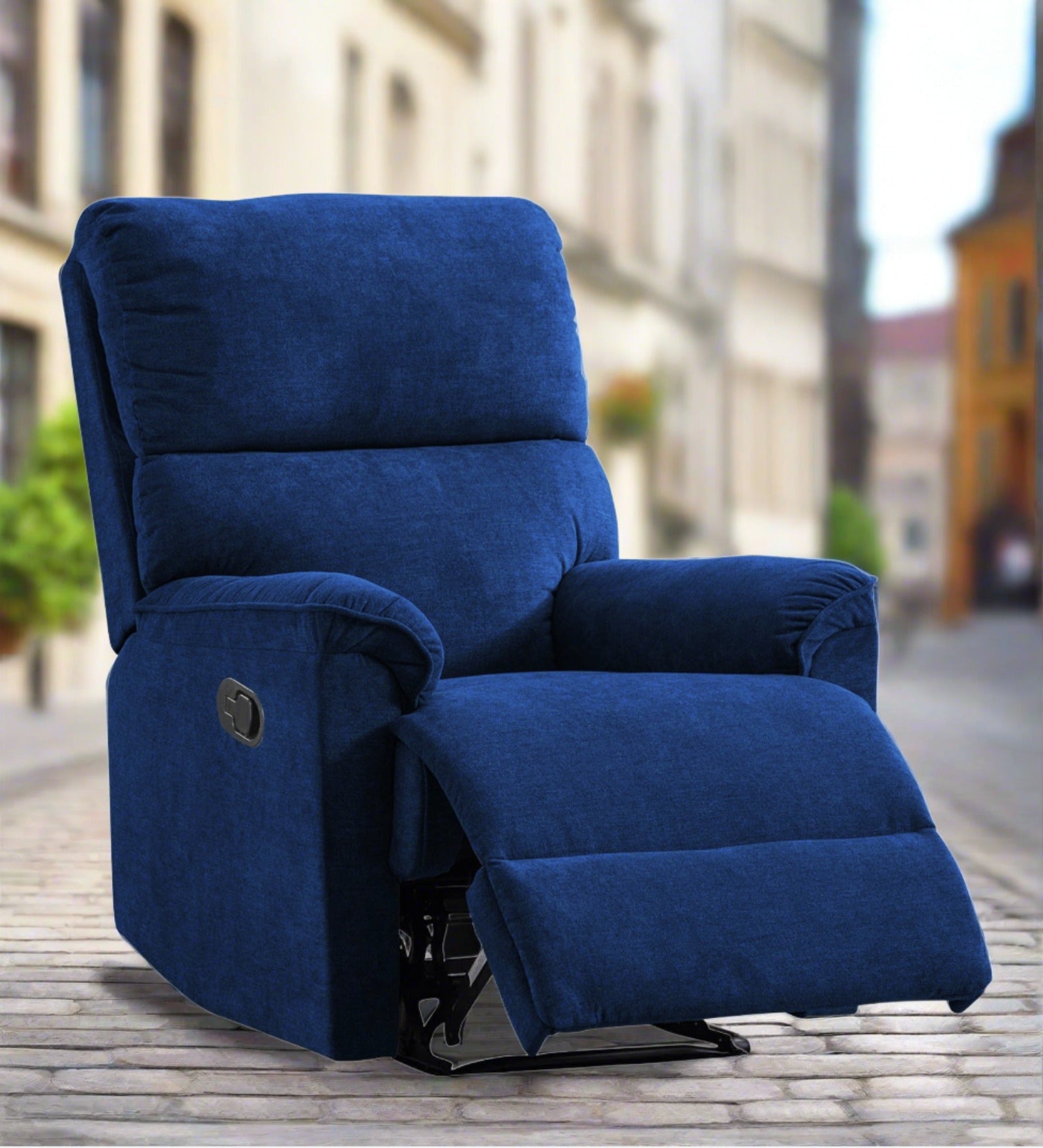 Abby Fabric 1 Seater Manual Recliner In Royal Blue Colour - Febonic Living