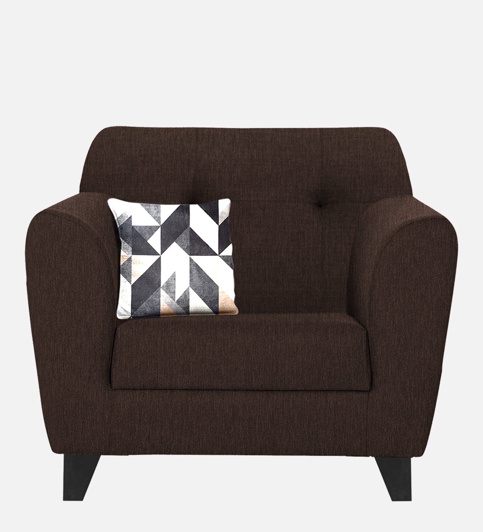 Melaan Fabric 1 Seater Sofa In Coffee Brown Colour