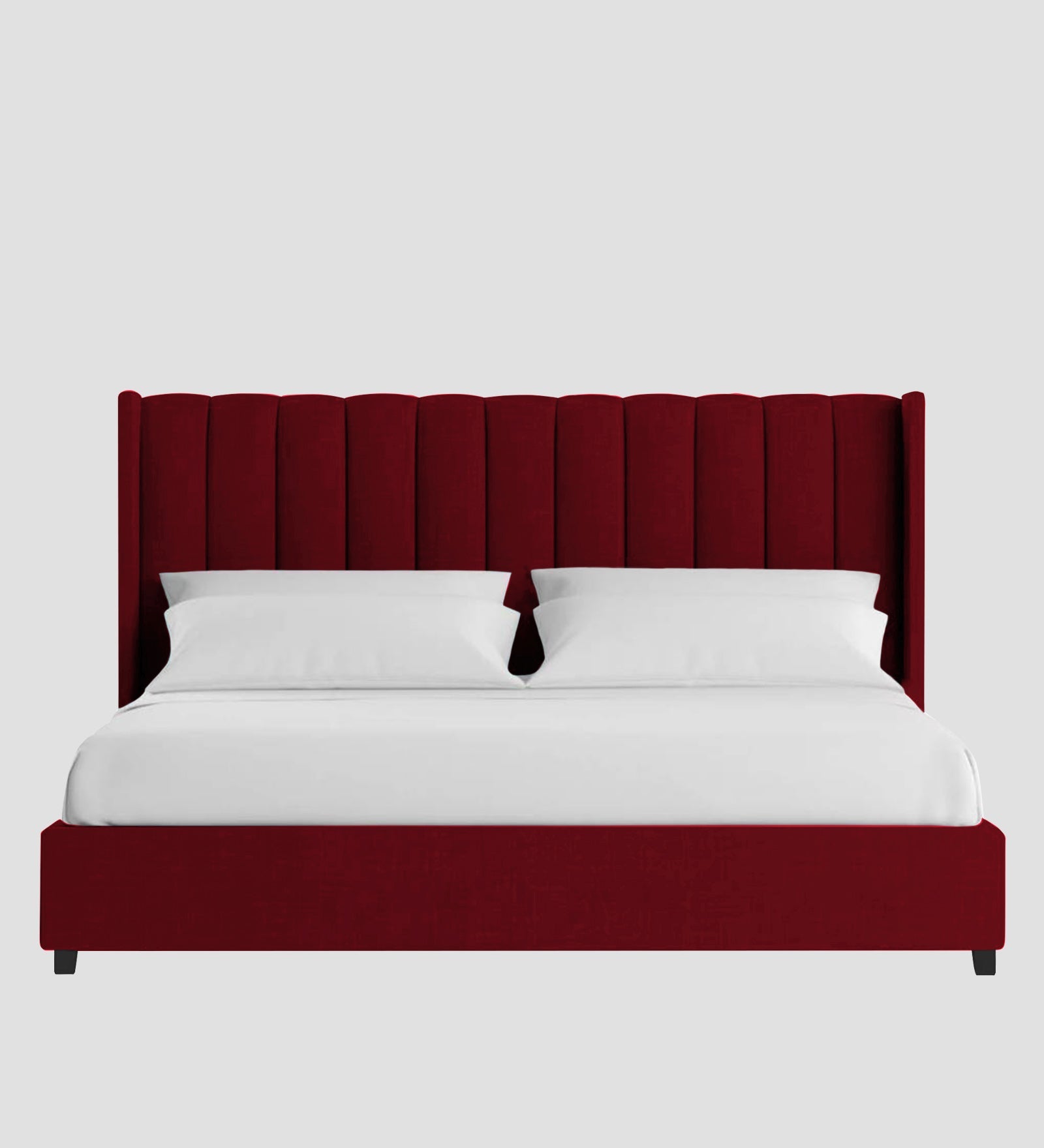 Colina Fabric Queen Size Bed In Ruby Red Colour With Box Storage - Febonic Living