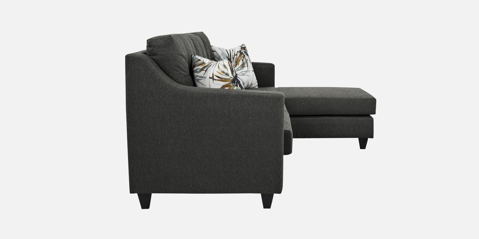 Welly Fabric LHS Sectional Sofa (3+Lounger) In Charcoal Grey Colour - Febonic Living