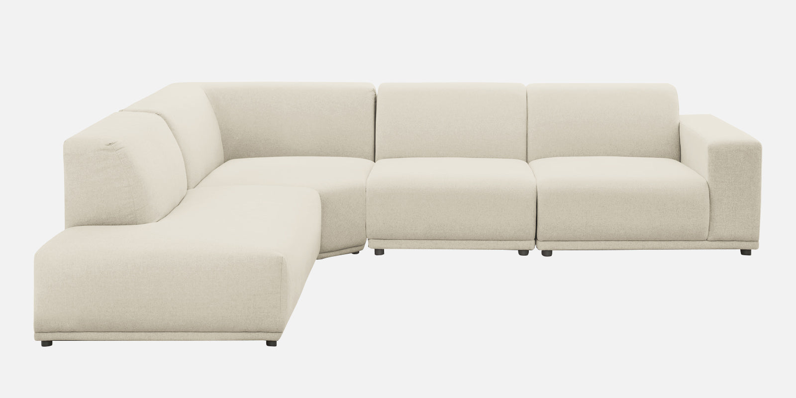 Adam Fabric LHS Sectional Sofa (3+Ottoman Lounger) In Ivory Cream Colour - Febonic Living