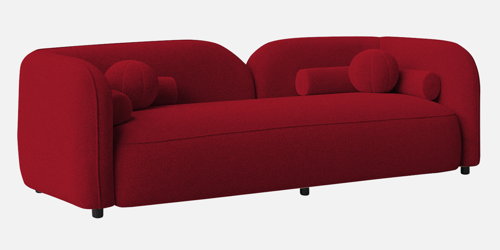 Corny Boucle Fabric 3 Seater Sofa In Candy Red Colour - Febonic Living