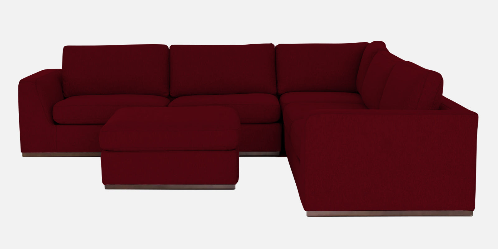Freedom Velvet 6 Seater RHS Corner Sofa In Cherry Red Colour With Ottoman - Febonic Living
