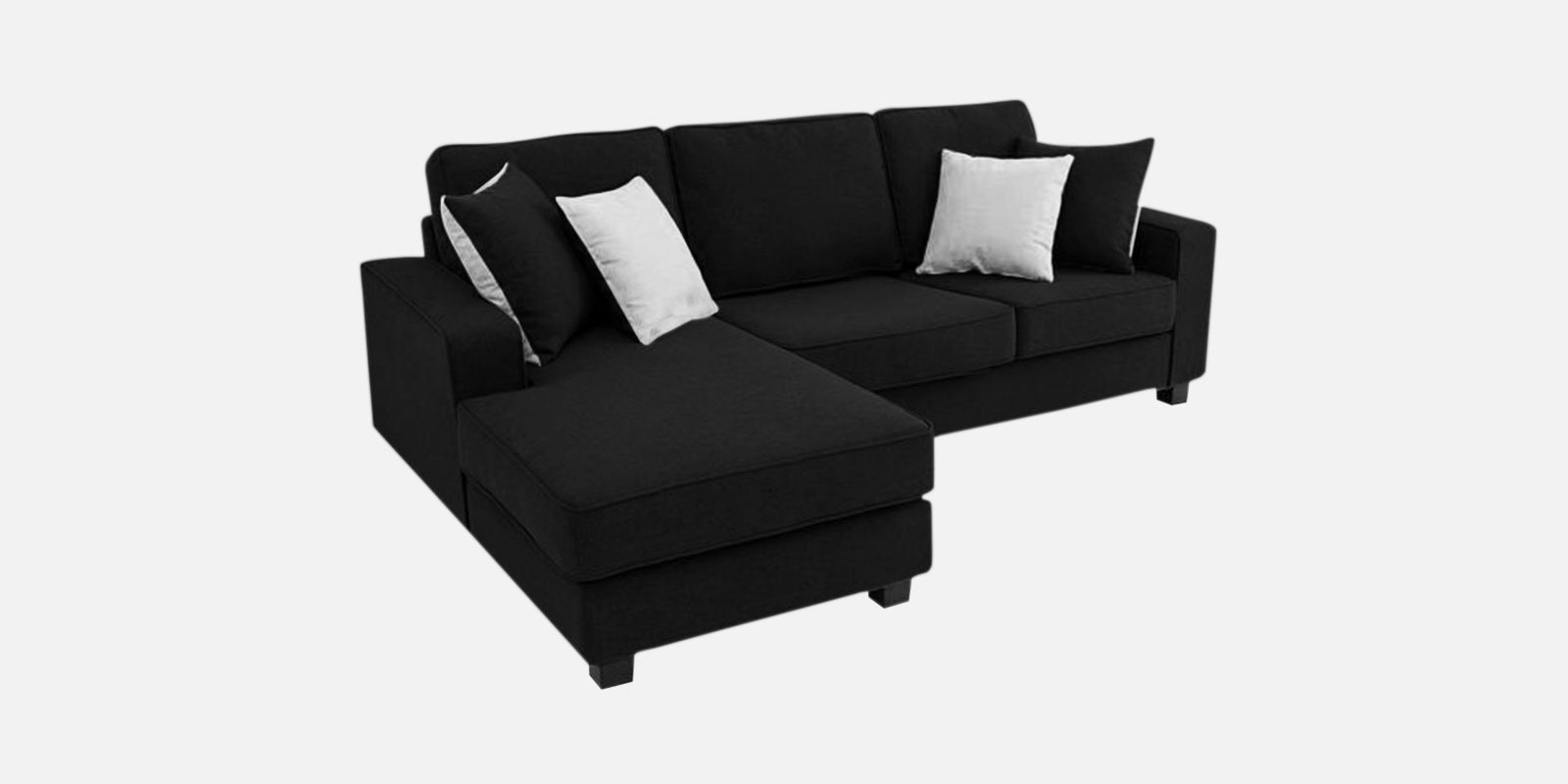 Ladybug Fabric RHS Sectional Sofa (2+Lounger) In Zed Black Colour - Febonic Living