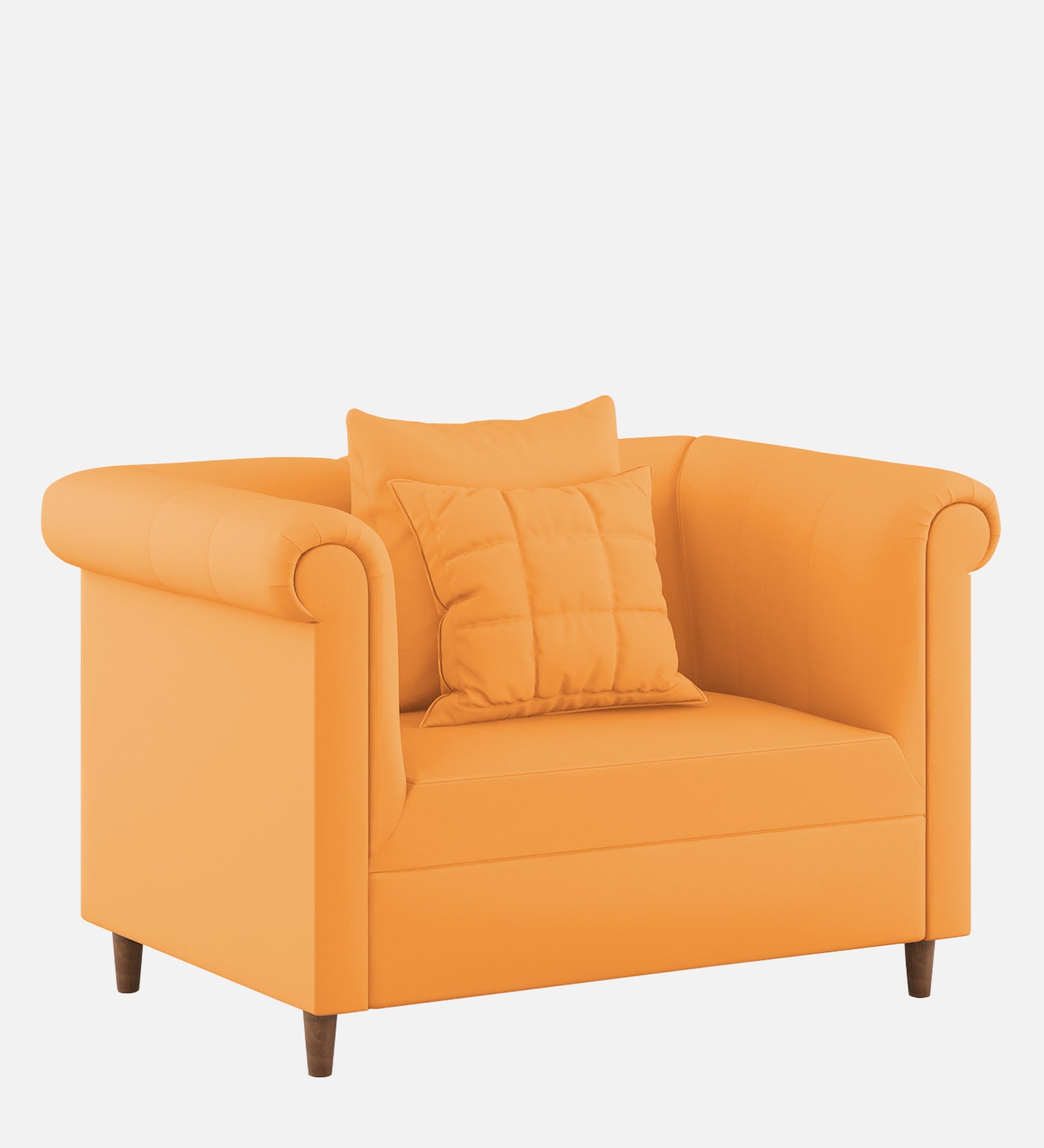 Rubi Velvet 1 Seater Sofa In Tangerine orange Colour - Febonic Living
