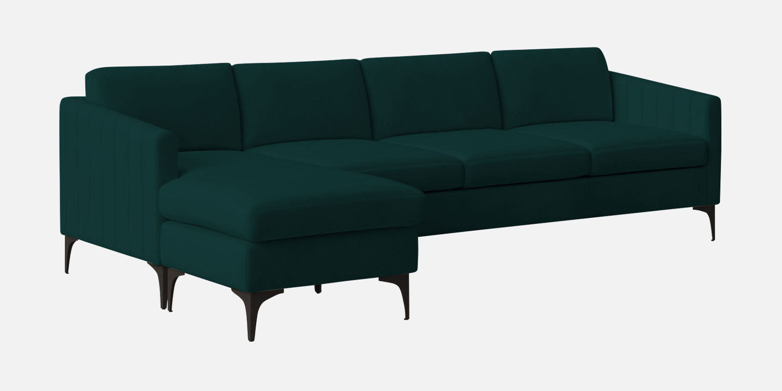 Haru Fabric RHS Sectional Sofa (3+Lounger) In Forest Green Colour - Febonic Living
