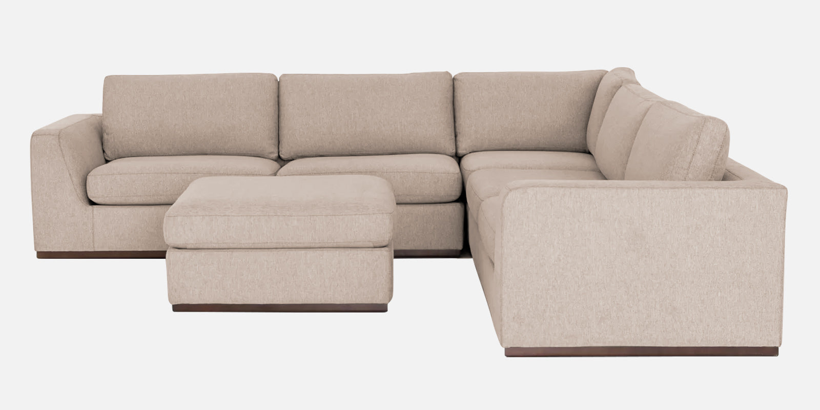 Freedom Velvet 6 Seater RHS Corner Sofa In Camel Beige Colour With Ottoman - Febonic Living