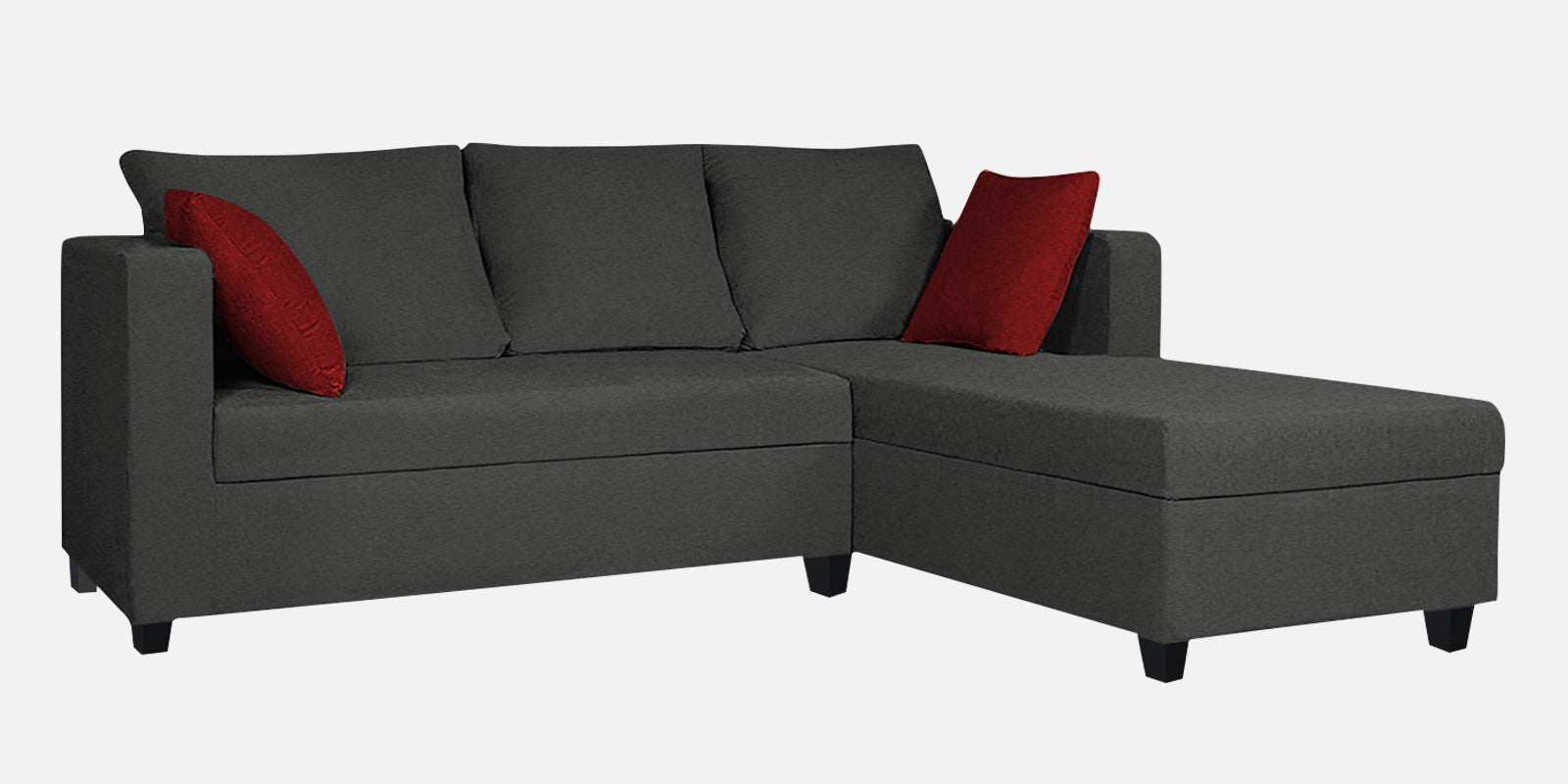 Nebula Fabric LHS Sectional Sofa (2+Lounger) In Charcoal Grey Colour - Febonic Living