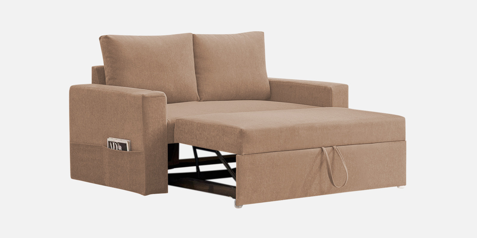 Kara Fabric 2 Seater Pull Out Sofa Cum Bed In Cosmic Beige Colour - Febonic Living
