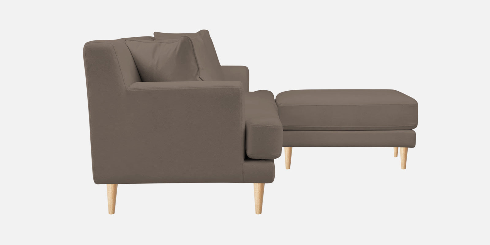 Woody Fabric LHS Sectional Sofa (3+Lounger) In Rock Beige Colour - Febonic Living