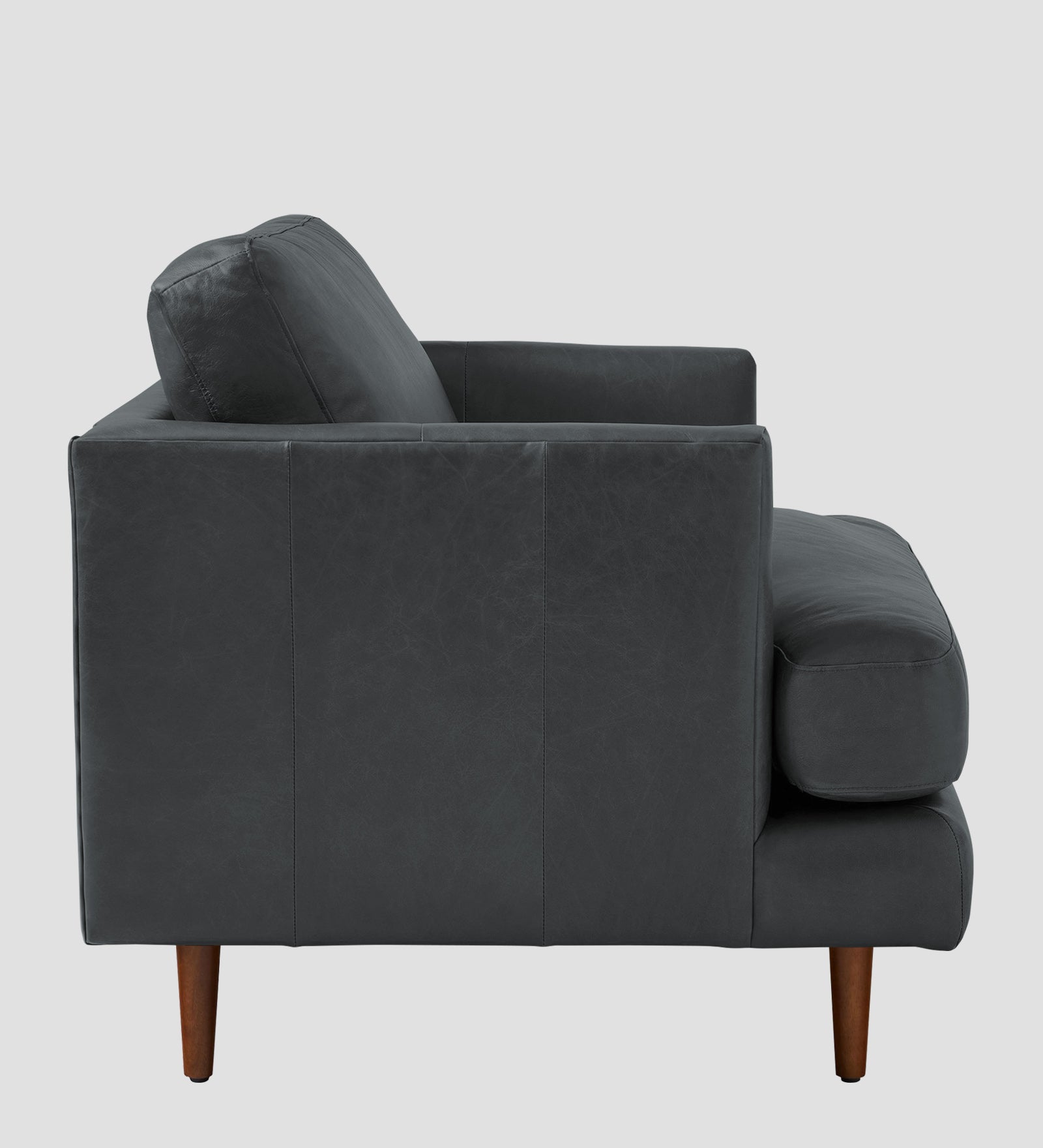 Sterio Leatherette 1 Seater Sofa In Pepper Grey Colour - Febonic Living