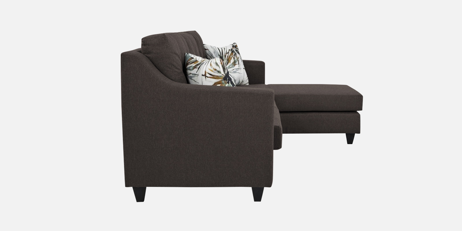 Welly Fabric LHS Sectional Sofa (2+Lounger) In Capsa Brown Colour - Febonic Living