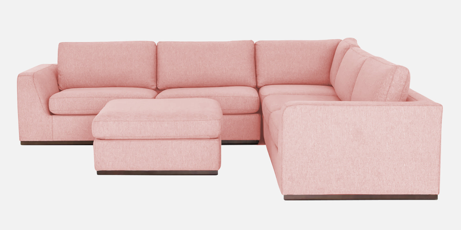 Freedom Velvet 6 Seater RHS Corner Sofa In Millennial Pink Colour With Ottoman - Febonic Living