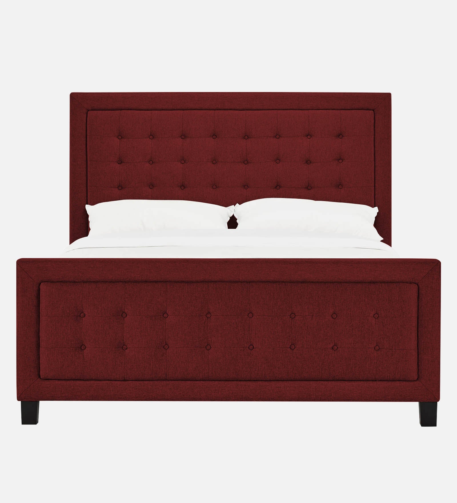 Kaster Fabric Upholstered Queen Size Bed In Blood Maroon Colour - Febonic Living