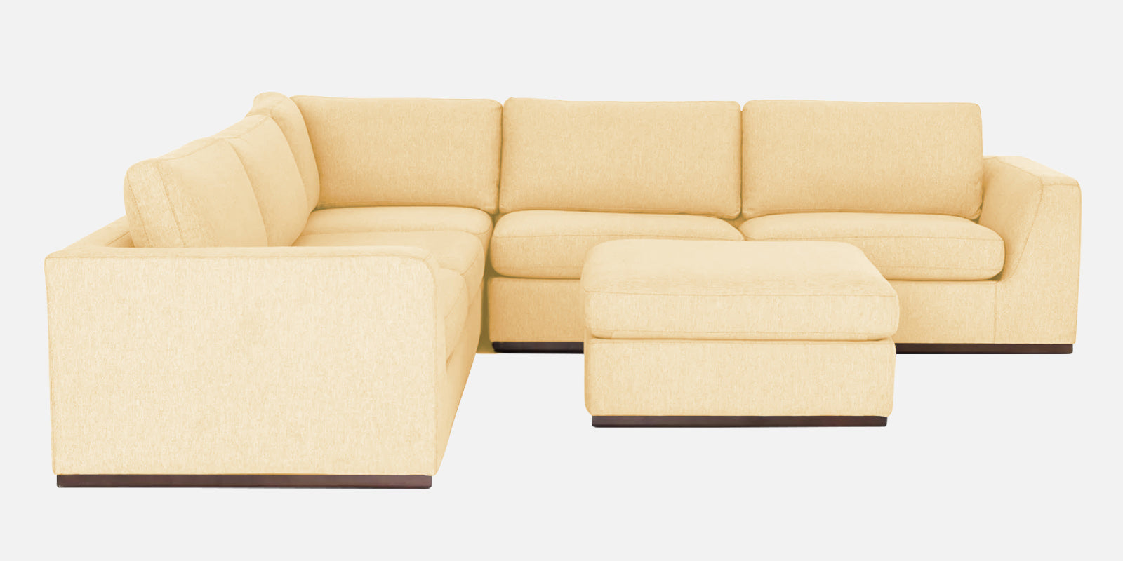 Freedom Velvet 6 Seater LHS Corner Sofa In Sandy Beige Colour With Ottoman - Febonic Living
