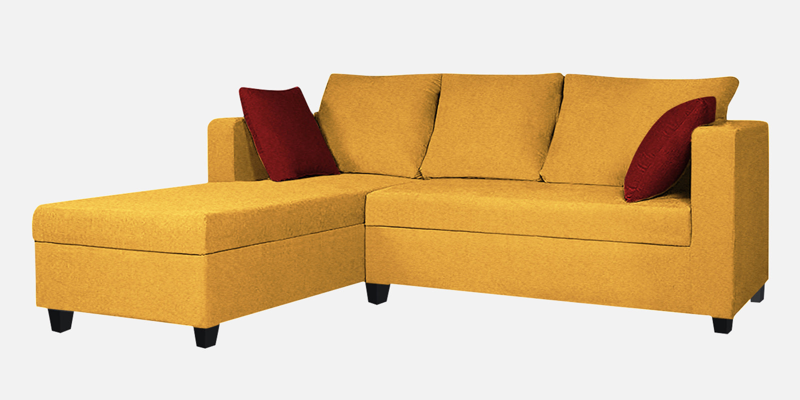 Nebula Fabric RHS Sectional Sofa (2+Lounger) In Bold Yellow Colour - Febonic Living