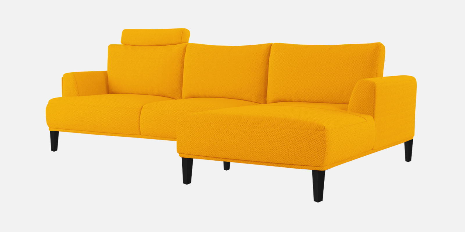 Como Fabric RHS Sectional Sofa (3+Lounger) In Bold Yellow Colour - Febonic Living