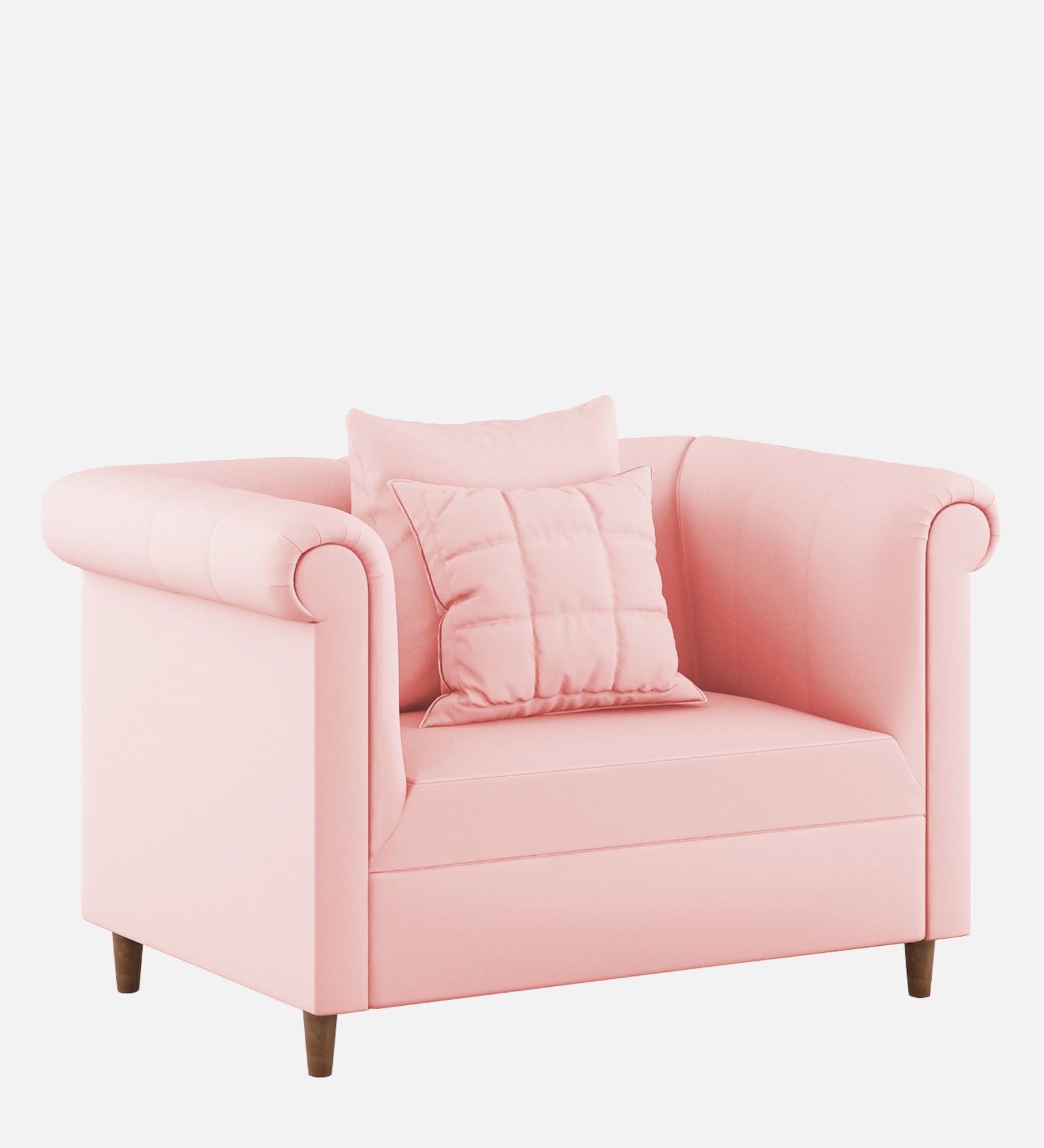 Rubi Velvet 1 Seater Sofa In Millennial Pink Colour - Febonic Living