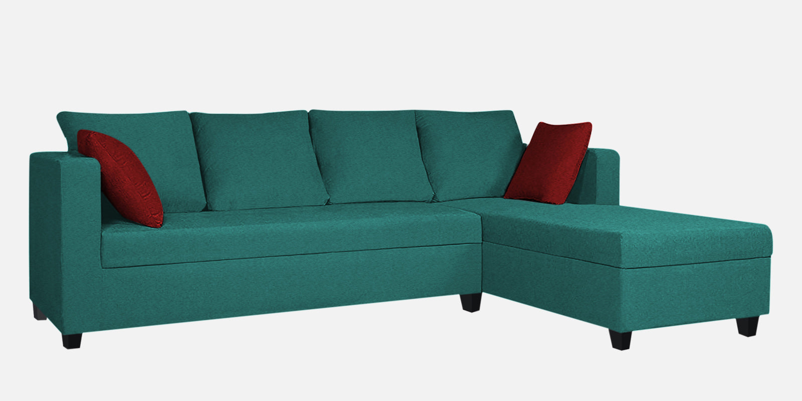 Nebula Fabric LHS Sectional Sofa (3+Lounger) In Sea Green Colour - Febonic Living